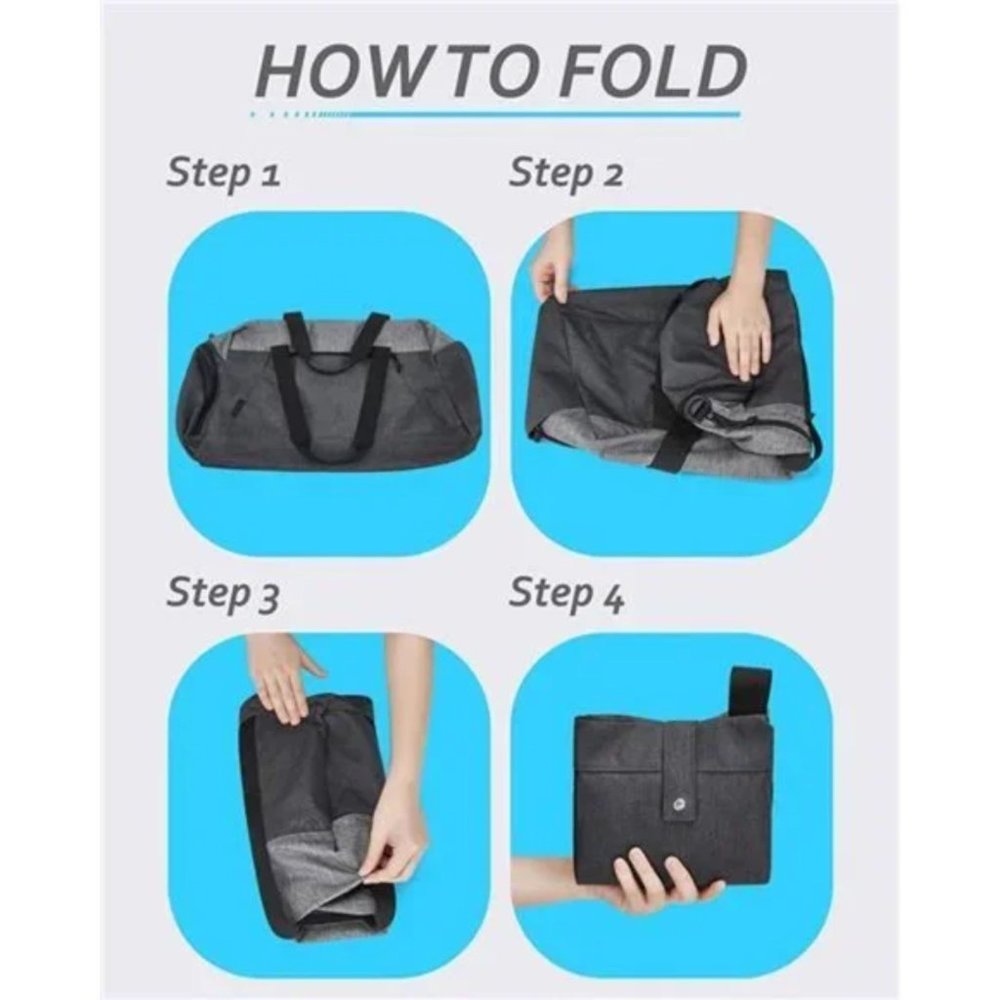 New Foldable Sports Duffle Bag Grey - Picture 4 of 7